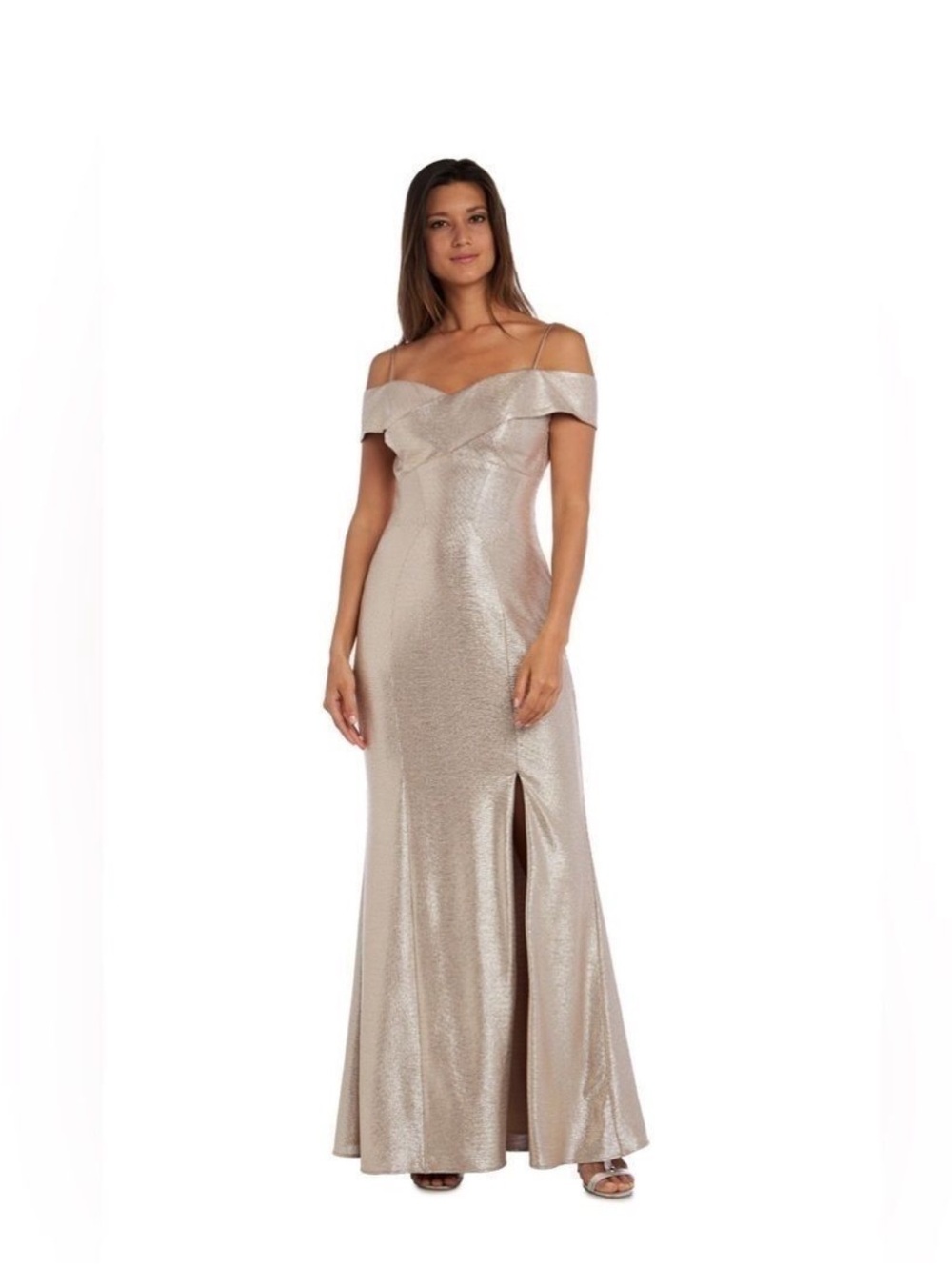 Nightway Cold-Shoulder Foil Gown -
Champagne/Gold new size 8 women’s dress